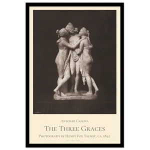 Vintage photograph by Henry Foy Talbot of Canova's marble sculpture the 'Three Graces'