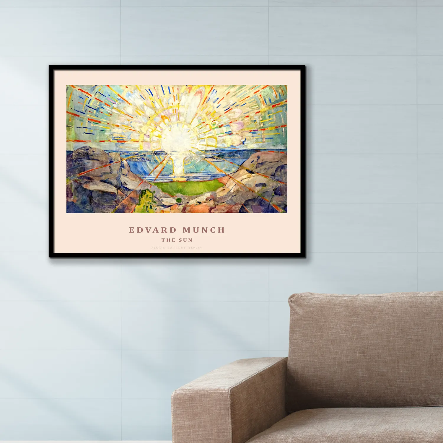 Edvard Munch, The Sun (with English Titel), framed