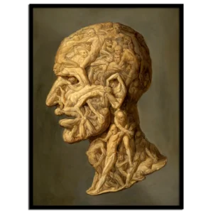 F. Balbi: The head of a man composed of writhing nude figures.