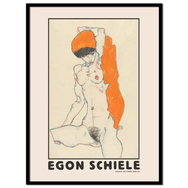 XC149a schiele nude orange drapery