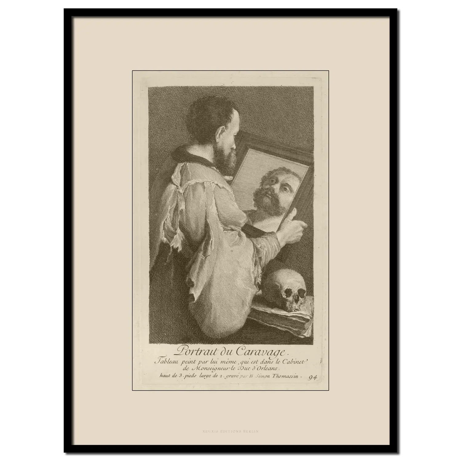 Henri Simon Thomassin, Porträt von Caravaggio mit Blick auf sein Spiegelbild