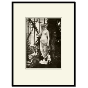 Vintage Photograph: Classic Venus sculpture in a winter garden.